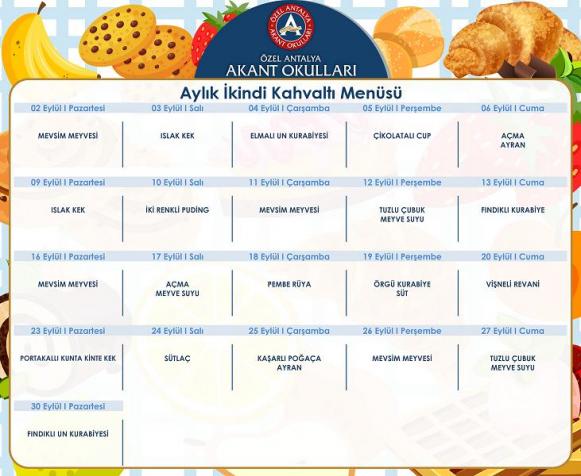 İkindi Kahvaltısı Listesi